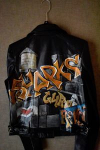 Sally Eckert hand painted leather coat